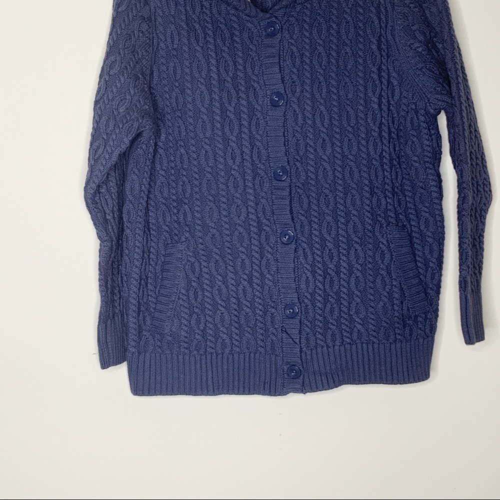 D & Co. Cable knit blue sweater. Buttoned down. L - Picture 3 of 6